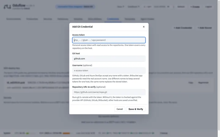 Añadir una credencial de git