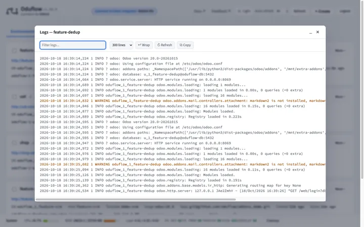 Logs de Odoo