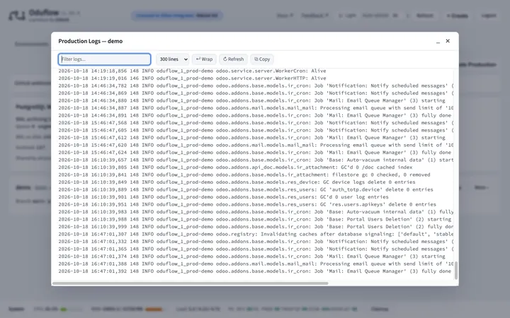 Logs de producción