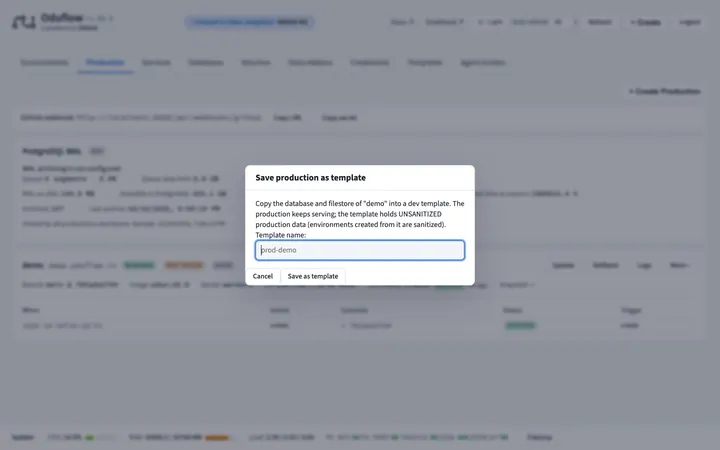 Guardar producción como plantilla